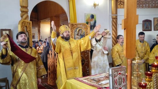 Епископ Митрофан совершил Литургию в Петропавловском храме Ропши